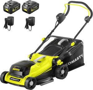 $130 40V Electric Lawn Mower 16 Cordless Battery Powered Mower, 2 in 1 Mulching Lawnmower with 5-Position Height Adjustment 10.6 Gallon Bag, Small Push Lawn Trimmer, 2X4.0Ah Battery and 2 Chargers