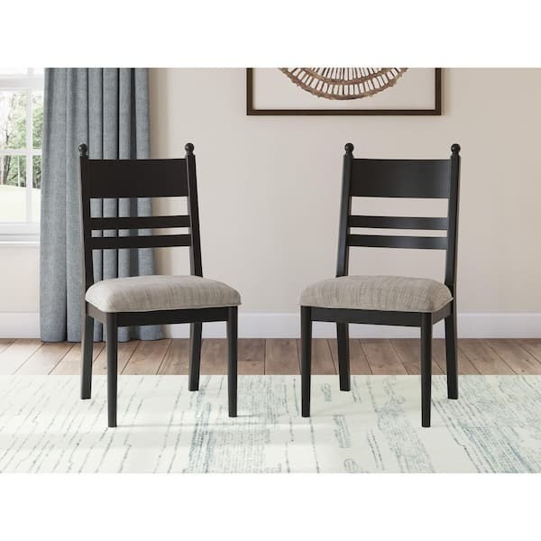 DESIGN BY ASHLEY Chadworth Light GrayBlack Polyester Cushioned Side Chair (Set of 2)