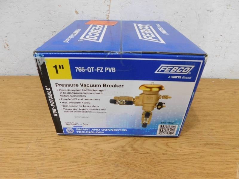 Febco 1 in. Bronze Pressure Vacuum Breaker Backflow Preventer with Quarter Turn Shutoff and Tee Handles, Freeze Sensor