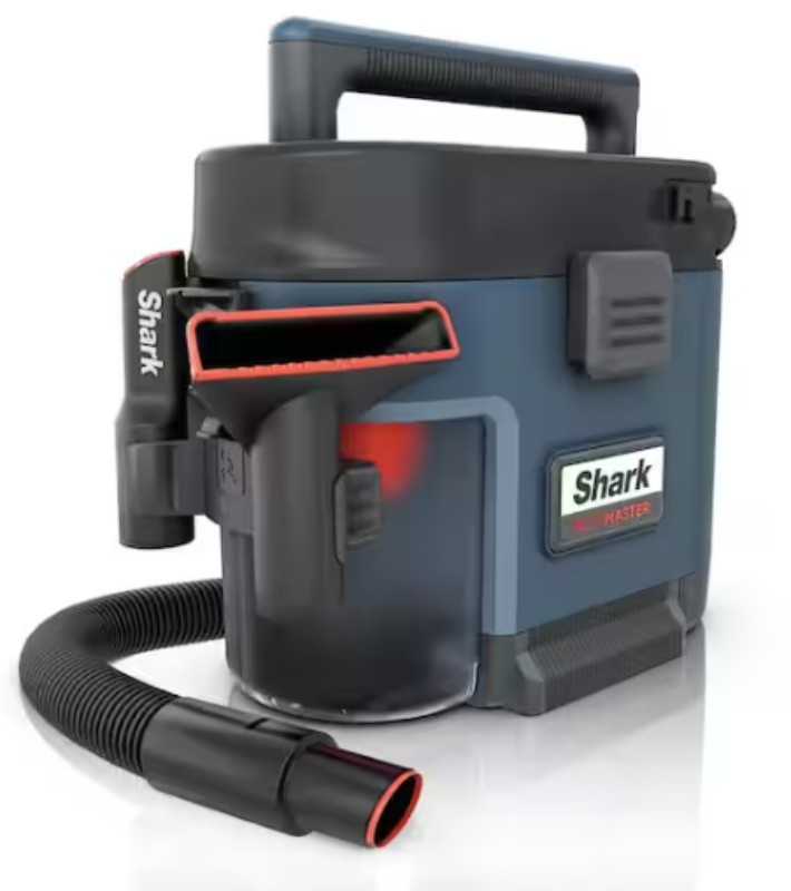 Shark MessMaster Portable 1 Gal. 7-Peak HP Corded WetDry Vacuum with Self-Rinsing and AnyBag technology in Navy