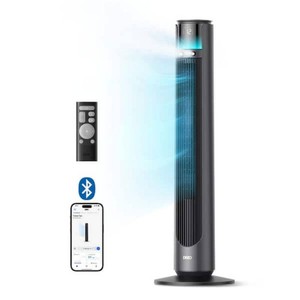 DREO Outdoor Misting 42 in. 12-fan speeds Tower Fan in Black with Remote, 20 ft. Mist, 150° Oscillation and UV Resistance