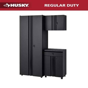 Husky 3-Piece Regular Duty Welded Steel Garage Storage System in Black