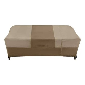Hampton Bay 38 in. L x 77.3 in. W x 31 in. H Beige Patio Furniture Loveseat and Sofa (2-In-1) Cover