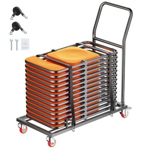 VEVOR Folding Chair Rack, 300 lbs. Capacity, L-Shape Horizontal Placement Chair Cart, Heavy-Duty Metal Chair Storage Dolly