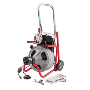 RIDGID K-400 Drain Cleaning Snake Auger 120-Volt Drum Machine with C-32IW 38 in. x 75 ft. Cable  4-Piece Tool Set & Gl
