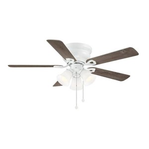 Hampton Bay Clarkston II 44 in. LED Indoor White Ceiling Fan with Light Kit