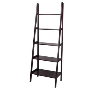 Casual Home 72 in. Espresso Wood 5-shelf Ladder Bookcase with Open Back