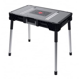 Husky 35 in. W x 22 in. D Portable Jobsite Workbench with Heavy Duty Metal Legs