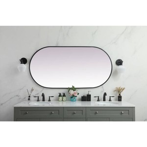 Elegant Lighting Asha 30 W x 60 H Oval Framed Accent Mirror Black
