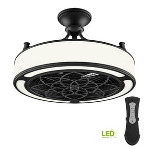 Home Decorators Collection Windara 22 in. LED IndoorCovered Outdoor Black Ceiling Fan