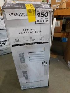 Vissani 5,000 BTU 115-Volt 3-in-1 Portable Air Conditioner Unit Cools 150 sq. ft. with Dehumidifier and Remote in White