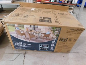 Hampton Bay Holly Cove 7-Piece Wicker Outdoor Dining Set with Almond Cushions - Box 1 of 2