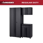 Husky 3-Piece Regular Duty Welded Steel Garage Storage System in Black