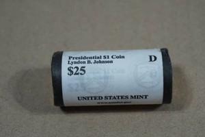 $25 Roll of Uncirculated US Presidential $1 Coin Lyndon B Johnson - Denver