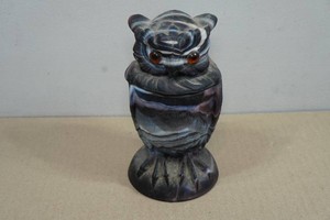 Vintage Imperial Glass Slag Glass Owl Lidded Jar