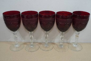 Vintage Cristal DArques-Durand Ruby Red Wine Goblets
