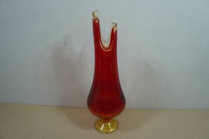 Vintage L.E. Smith Amberina Flame Swung Glass Vase