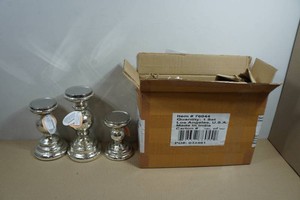 Set of Three Metallic Candle Holders - 6, 8 & 10