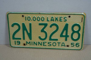 Vintage 1956 Minnesota License Plate