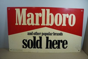 Vintage Marlboro Sold Here Advertising Plastic Sign