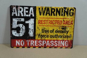 Vintage Style Metal Sign - Area 51