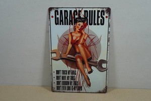 Vintage Style Metal Sign - Garage Rules
