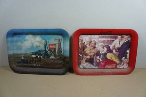 2 Vintage Coca-Cola Metal Serving Trays