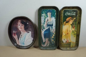 3 Vintage Coca-Cola Metal Serving Trays