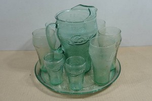 Vintage Coca-Cola Green Pebble Glass Beverage Set