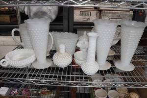 Vintage Hobnail White Milk Glass Pieces