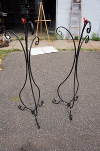2 Vintage Wrought Iron Plant Stands