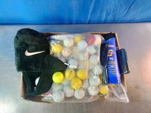 A variety of used golf accessories