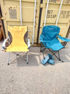 Two portable folding outdoor camping chairs