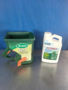 Scotts Easy Hand-Held Spreader and Compare-N-Save Weed Killer for Lawns