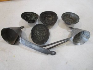 Antique Copper Molds, Conical Ice Cream Scoops