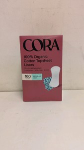 CORA 100% ORGANIC COTTON TOPSHEET LINERS 160CT