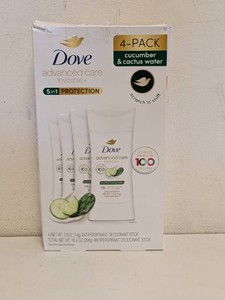 NEW DOVE ADVANCED CARE INVISIBLE PLUS DEODORANT CUCUMBER AND CACTUS WATER 4PK