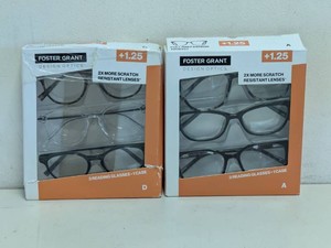 (2) NEW FOSTER GRANT 1.25 READING GLASSES 3PK
