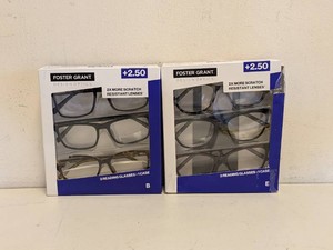 (2) NEW FOSTER GRANT 2.50 READING GLASSES 3PK