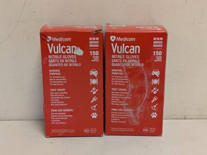 (2) NEW MEDICOM VULCAN GENERAL PURPOSE NITRILE GLOVES MEDIUM 150CT