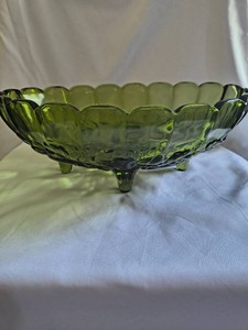 Vintage Indiana Green Glass Garland Harvest Bowl