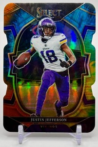 Justin Jefferson 2022 Select Premier Level Tie-Dye Minnesota Vikings Football Card 1425 No. 50