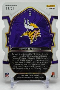 Justin Jefferson 2022 Select Premier Level Tie-Dye Minnesota Vikings Football Card 14/25 No. 50