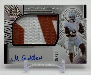 Matthew Golden 2025 Leaf Trinity Rookie Patch Auto Football Card Texas Longhorns 1675 No. RM-MG1