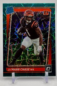 Jamarr Chase 2021 Donruss Optic Rated Rookie Green Velocity Rookie Football Card No. 207