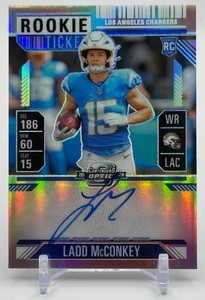 Ladd McConkey 2024 Contenders Optic Rookie Ticket Variation Auto Rookie Football Card No. 110