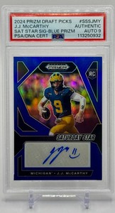 JJ McCarthy 2024 Prizm Draft Picks Saturday Star Signatures PSA Authenticated Card Auto 9 085149 Minnesota Vikings Rookie Football Card No. SSS-JMY