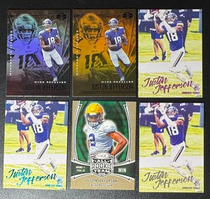 Justin Jefferson 6-Card Minnesota Vikings Rookie Football Card Lot