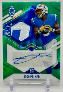 Josh Palmer 2021 Phoenix Rising Rookie Patch Auto Green 0325 Rookie Football Card No. RMS-JPA