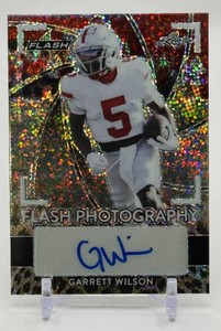 Garrett Wilson 2022 Leaf Flash Leopard Kaleidoscope Rookie Auto 45 Rookie Football Card No. FP-GW1